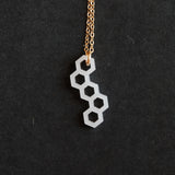 Little Hex Necklace - High Quality, Affordable, Geometric Necklace - Available in Black and White Acrylic, Gold, Silver, and Limited Edition Coral Powdercoat Finish - Made in USA - Brevity Jewelry