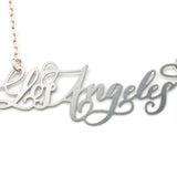 Los Angeles City Love Necklace - High Quality, Hand Lettered, Calligraphy City Necklace - Your Favorite City - Available in Gold and Silver - Made in USA - Brevity Jewelry