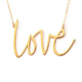 Love Necklace - High Quality, Affordable, Hand Written, Self Love, Mantra Word Necklace - Available in Gold and Silver - Small and Large Sizes - Made in USA - Brevity Jewelry