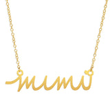 Mimi Necklace - High Quality, Affordable, Hand Written, Self Love Word Necklace - Available in Gold and Silver - Made in USA - Brevity Jewelry - Gift for Grandma.