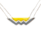 Mountain Necklace - Affordable Acrylic Necklace - Yellow, Blue or Gray - Silver Chain - Made in USA - Brevity Jewelry