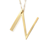 N Letter Necklace - Art Deco Typography Style - High Quality, Affordable, Self Love, Initial Charm Necklace - Available in Gold and Silver - Made in USA - Brevity Jewelry