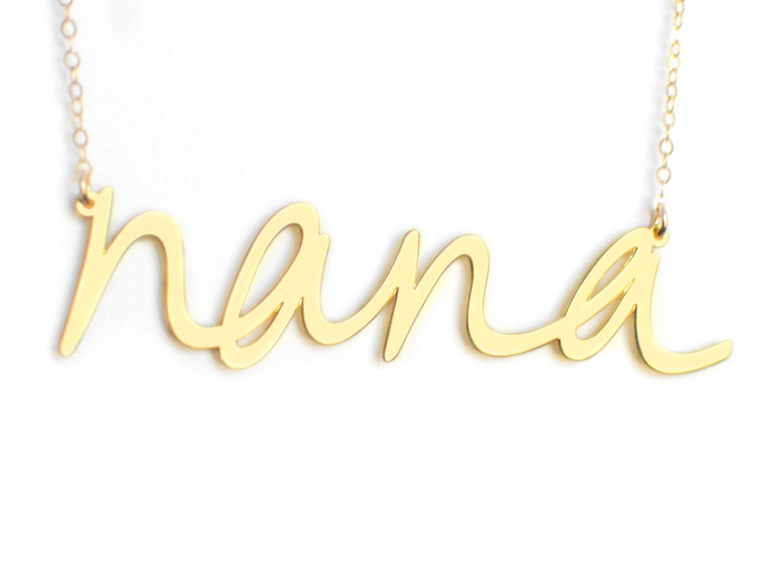 Nana Necklace - High Quality, Affordable, Hand Written, Self Love Word Necklace - Available in Gold and Silver - Small and Large Sizes - Made in USA - Brevity Jewelry - Gift for Grandma.