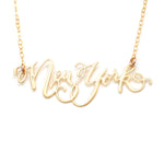 New York City Love Necklace - High Quality, Hand Lettered, Calligraphy City Necklace - Your Favorite City - Available in Gold and Silver - Made in USA - Brevity Jewelry