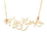 New York City Love Necklace - High Quality, Hand Lettered, Calligraphy City Necklace - Your Favorite City - Available in Gold and Silver - Made in USA - Brevity Jewelry