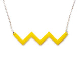 River Necklace - Affordable Acrylic Necklace - Yellow, Blue or Gray - Silver Chain - Made in USA - Brevity Jewelry