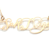 I Heart San Diego Necklace - High Quality, Hand Lettered, Calligraphy, City Necklace - Featuring a Dainty Heart and Your Favorite City - Available in Gold and Silver - Made in USA - Brevity Jewelry