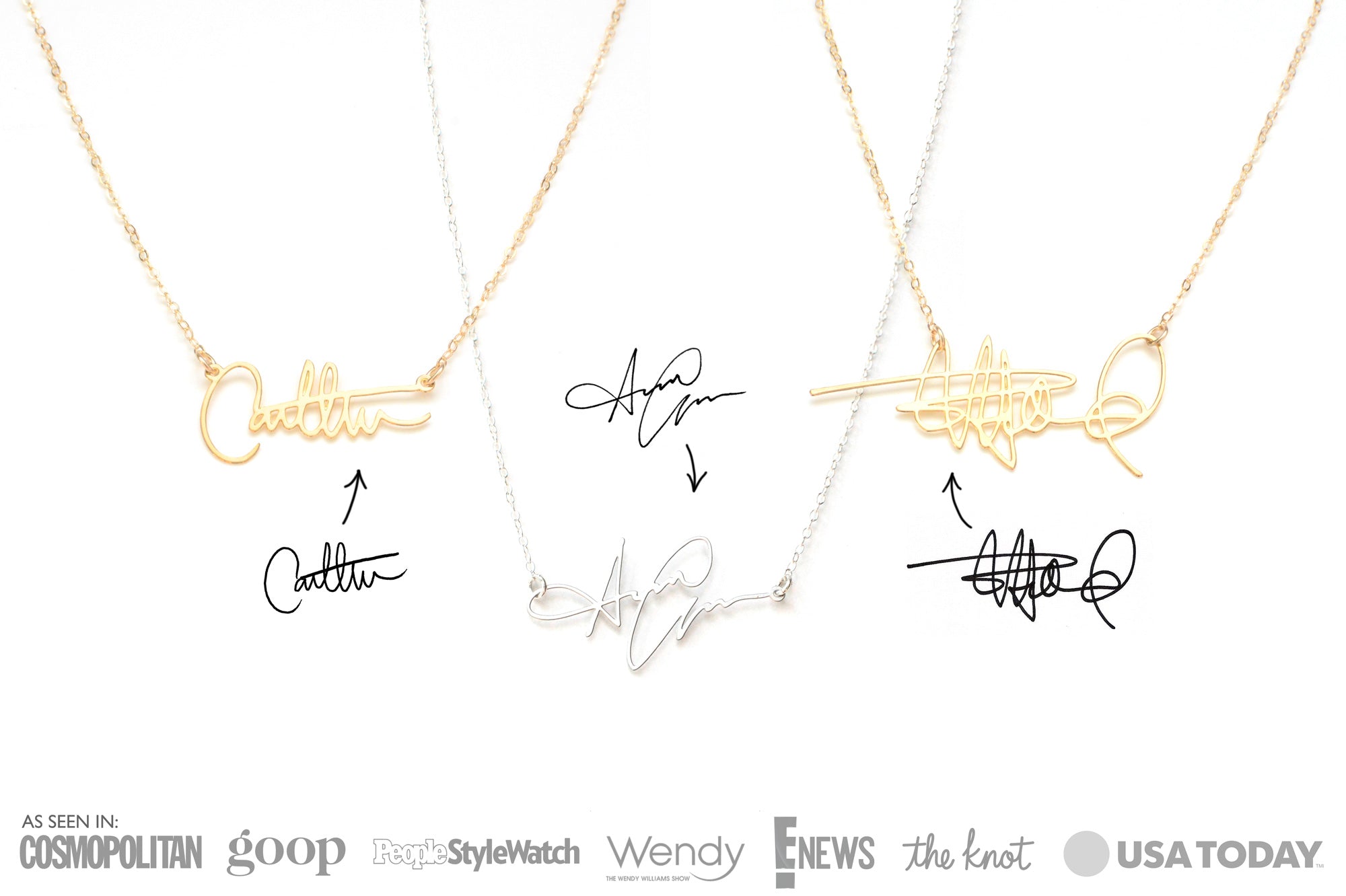 Signature Necklace - Made From Your Handwriting or Signature - High Quality, Affordable, One-of-a-kind, Personalized Necklace - Available in Gold and Silver - Made in USA - Brevity Jewelry - The Pefect Gift