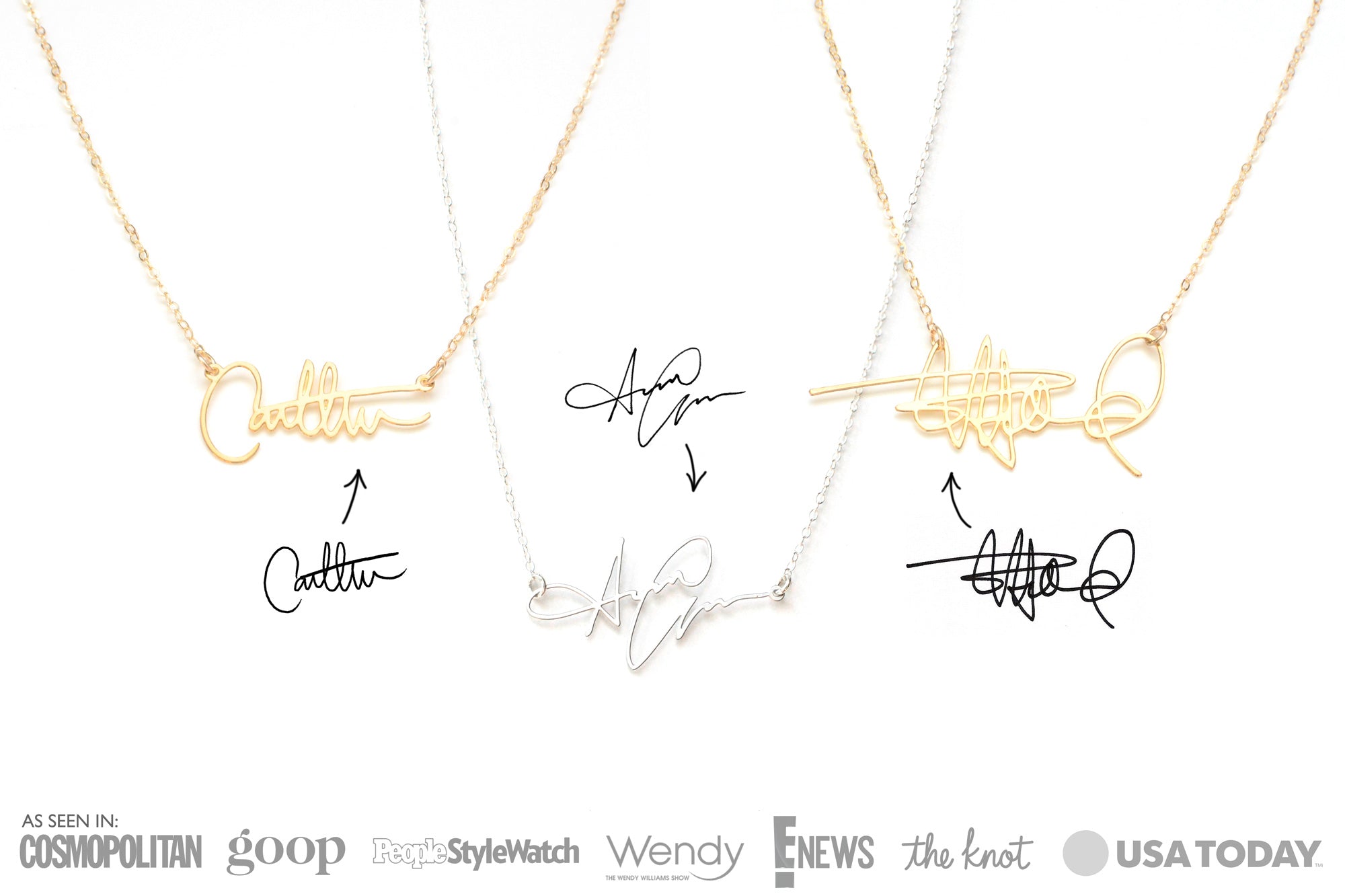 Signature Necklace - Made From Your Handwriting or Signature - High Quality, Affordable, One-of-a-kind, Personalized Necklace - Available in Gold and Silver - Made in USA - Brevity Jewelry - The Pefect Gift