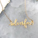Silver Fox Necklace - High Quality, Affordable, Calligraphy, Empowering, Self Love, Mantra Word Necklace - Silver Sisters Unite - Available in Gold and Silver - Made in USA - Brevity Jewelry