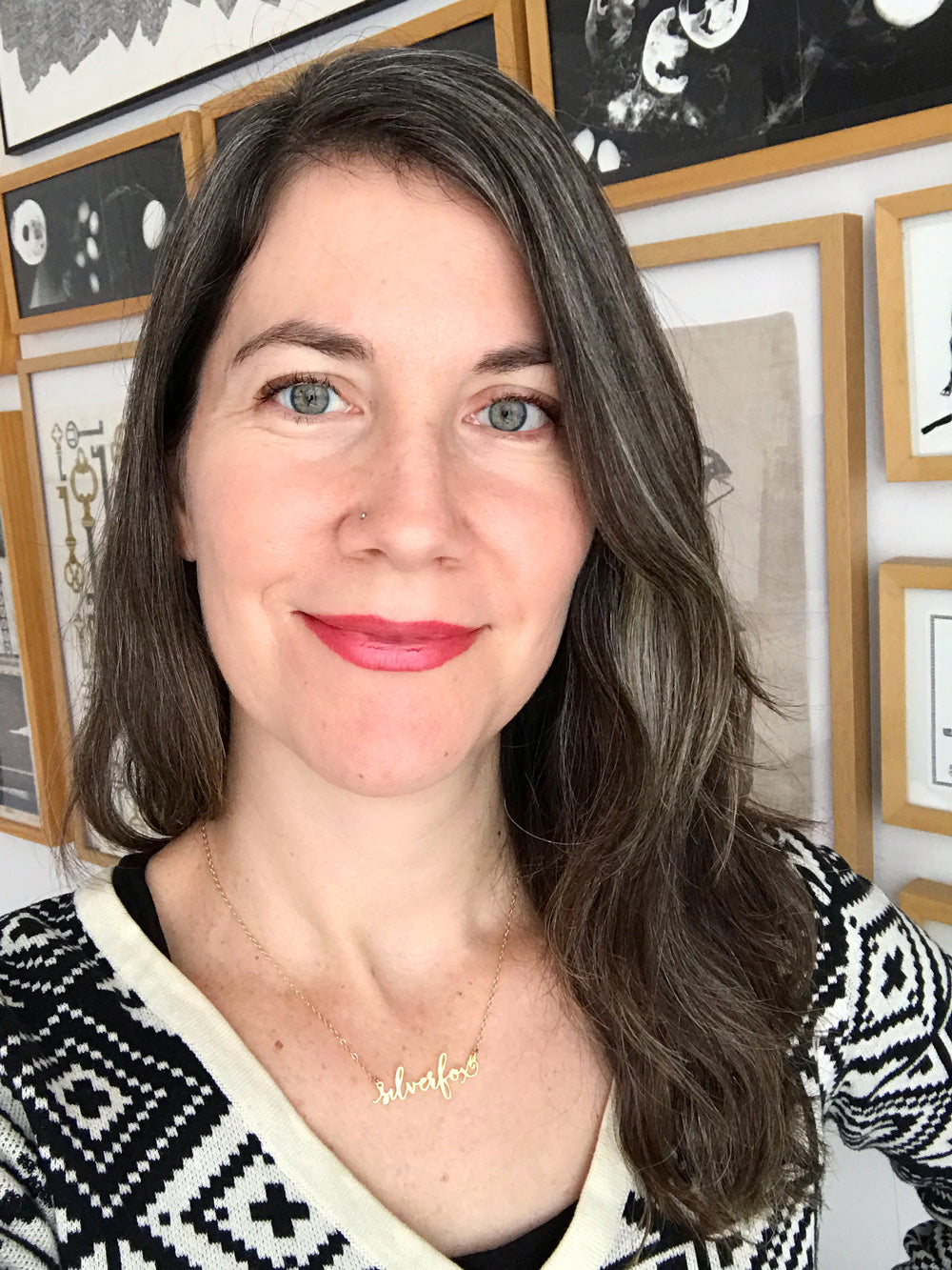 Silver Fox Necklace - High Quality, Affordable, Calligraphy, Empowering, Self Love, Mantra Word Necklace - Silver Sisters Unite - Available in Gold and Silver - Made in USA - Brevity Jewelry
