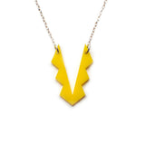 Tribal Necklace - Affordable Acrylic Necklace - Yellow, Blue or Gray - Silver Chain - Made in USA - Brevity Jewelry