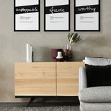 Framed Black Worthy Print With Word Definition - High Quality, Affordable, Hand Written, Empowering, Self Love, Mantra Word Print. Archival-Quality, Matte Giclée Print - Brevity Jewelry