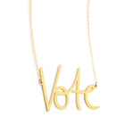 Vote Necklace - High Quality, Affordable, Hand Written, Empowering, Self Love, Mantra Word Necklace - Available in Gold and Silver - Small and Large Sizes - Made in USA - Brevity Jewelry