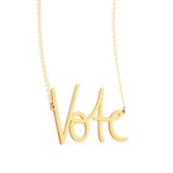 Vote Necklace - High Quality, Affordable, Hand Written, Empowering, Self Love, Mantra Word Necklace - Available in Gold and Silver - Small and Large Sizes - Made in USA - Brevity Jewelry