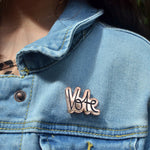 Vote Pin - High Quality, Affordable, Hand Written, Empowering, Self Love, Mantra Word Necklace - Available in Gold and Silver - Brevity Jewelry