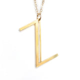 Z Letter Necklace - Art Deco Typography Style - High Quality, Affordable, Self Love, Initial Charm Necklace - Available in Gold and Silver - Made in USA - Brevity Jewelry