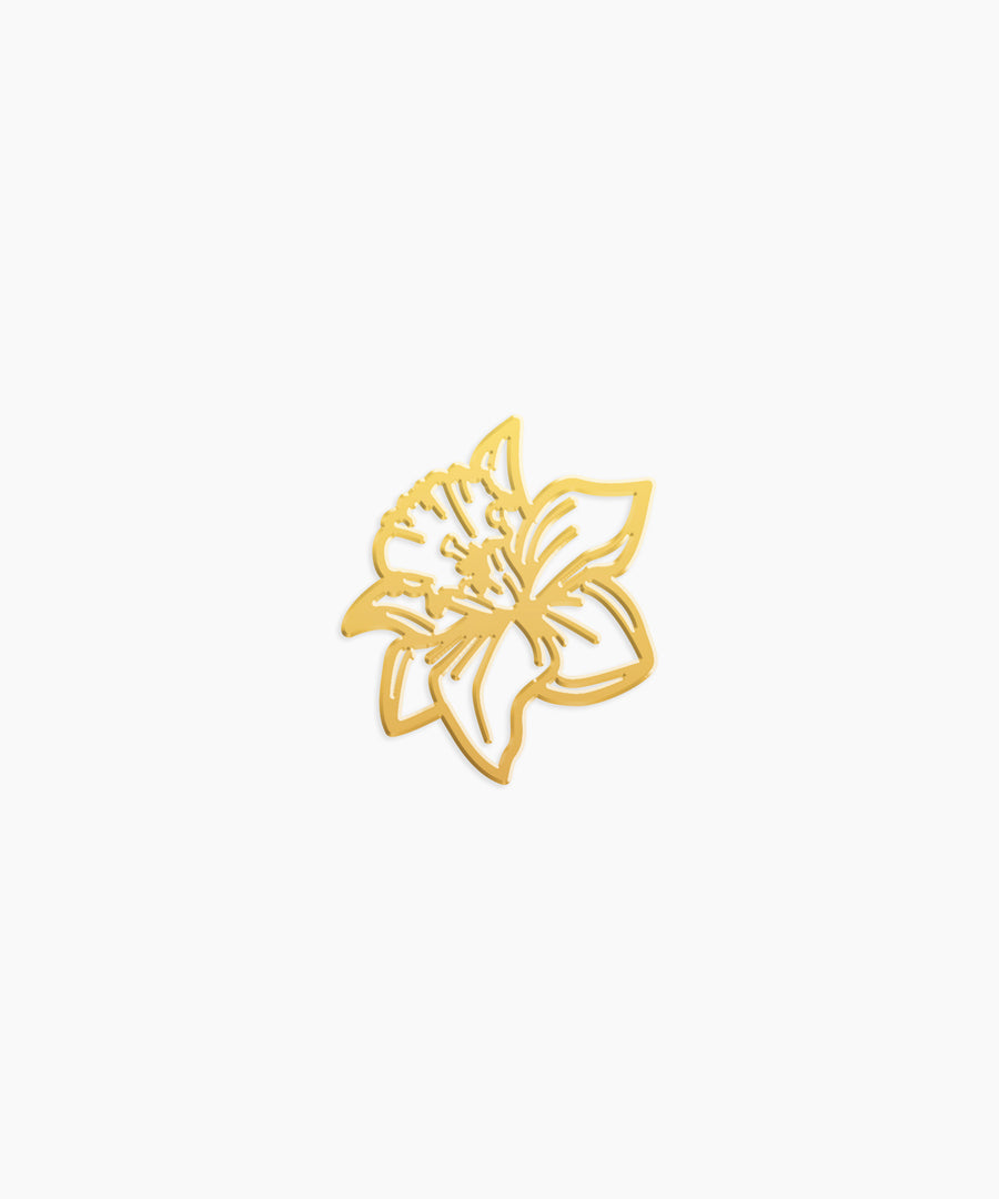 Daffodil Charm - High Quality, Affordable, Whimsical, Hand Drawn Individual Charms for a Custom Locket - March Birthday Gift - Available in Gold and Silver - Made in USA - Brevity Jewelry