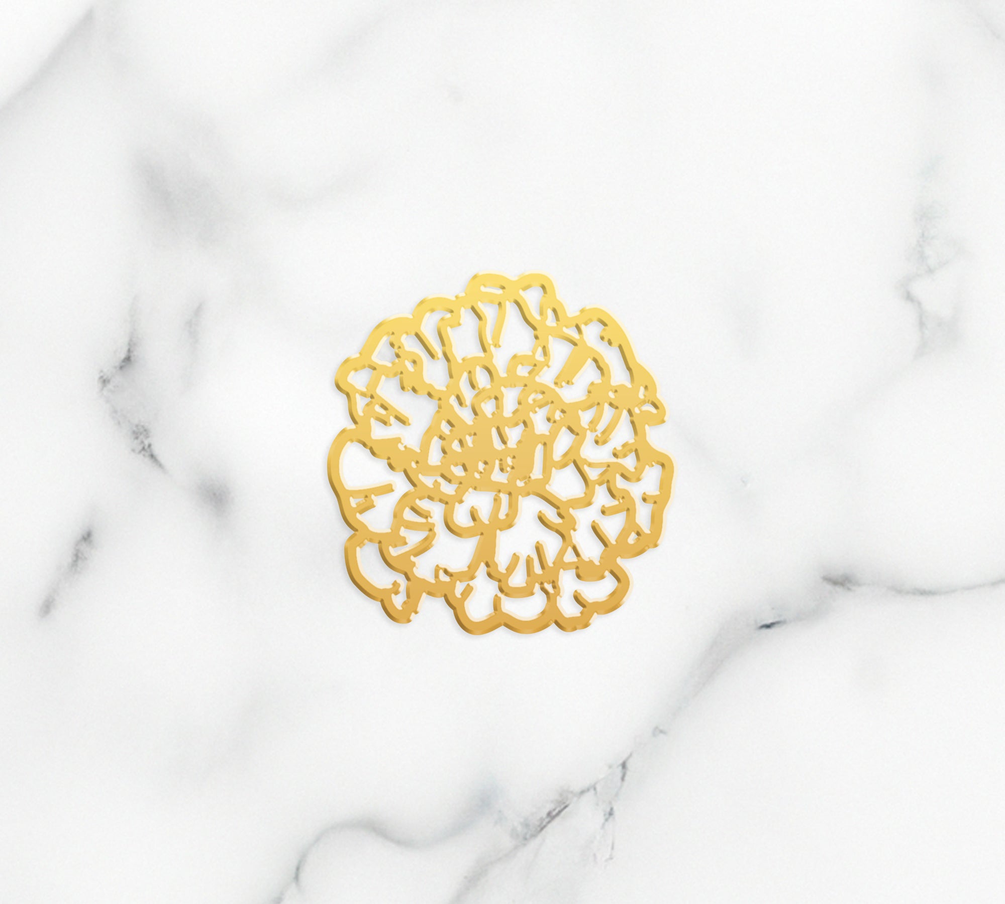 Marigold Charm - High Quality, Affordable, Whimsical, Hand Drawn Individual Charms for a Custom Locket - October Birthday Gift - Available in Gold and Silver - Made in USA - Brevity Jewelry