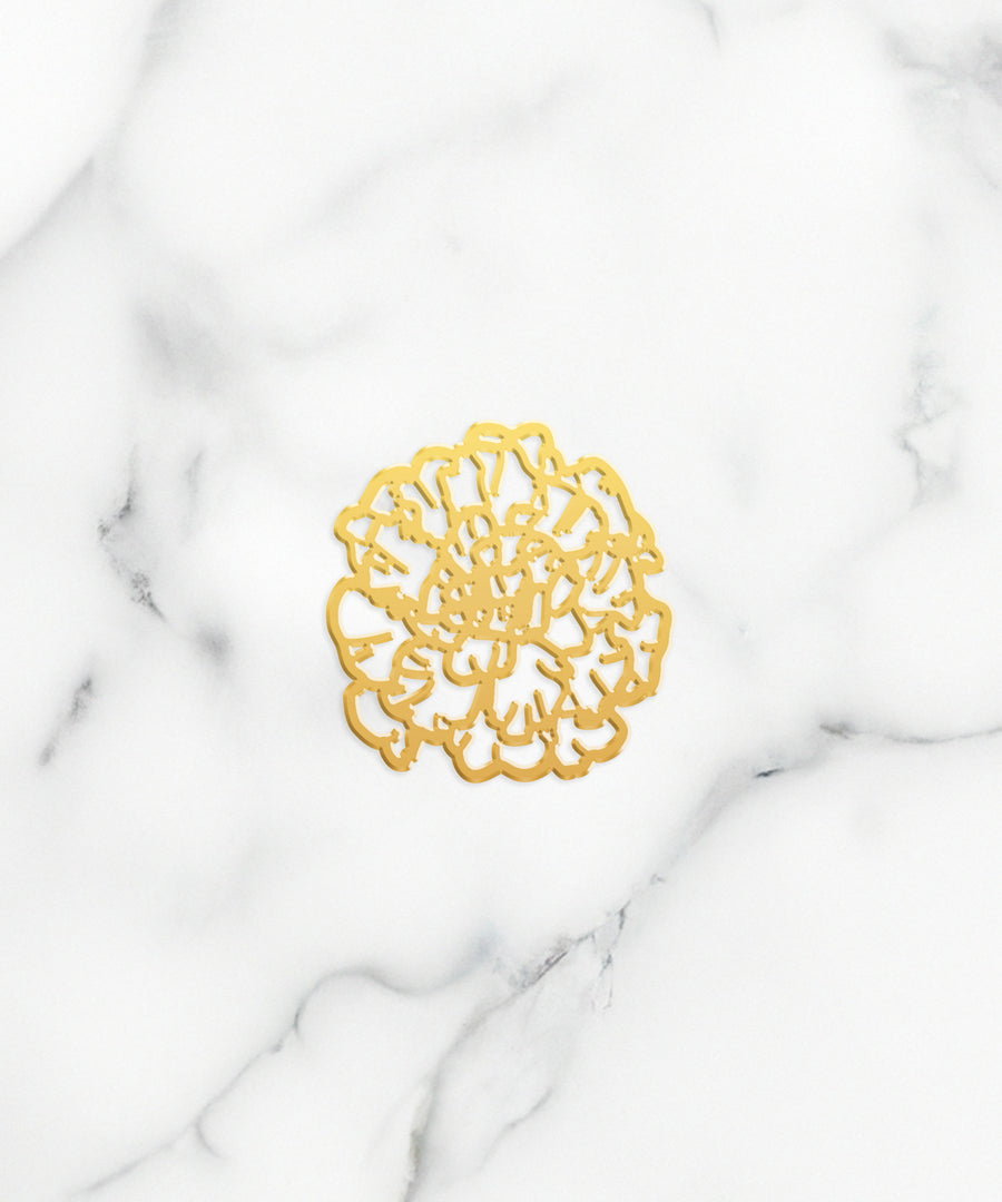 Marigold Charm - High Quality, Affordable, Whimsical, Hand Drawn Individual Charms for a Custom Locket - October Birthday Gift - Available in Gold and Silver - Made in USA - Brevity Jewelry