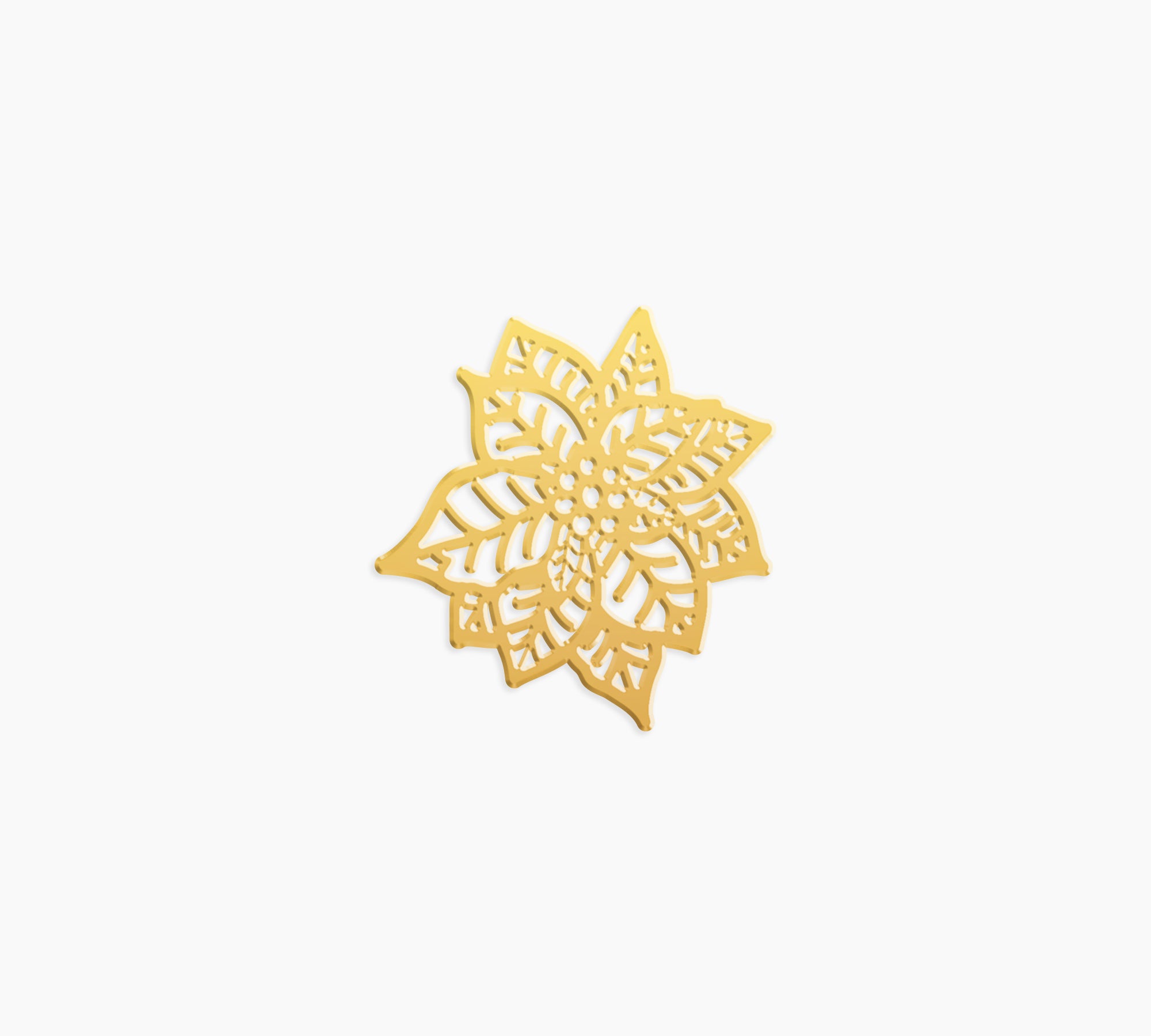 Poinsettia Charm - High Quality, Affordable, Whimsical, Hand Drawn Individual Charms for a Custom Locket - December Birthday Gift - Available in Gold and Silver - Made in USA - Brevity Jewelry