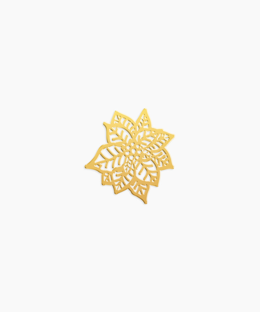 Poinsettia Charm - High Quality, Affordable, Whimsical, Hand Drawn Individual Charms for a Custom Locket - December Birthday Gift - Available in Gold and Silver - Made in USA - Brevity Jewelry