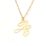 A Letter Necklace - Handwritten By A Calligrapher - High Quality, Affordable, Self Love, Initial Letter Charm Necklace - Available in Gold and Silver - Made in USA - Brevity Jewelry