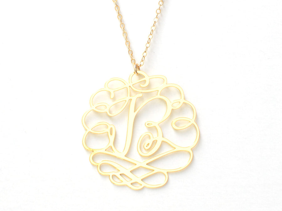 Ornate Initial Letter Necklace - Hand Drawn By a Calligrapher - High Quality, Affordable, Self Love, Initial Letter Alphabet Necklace - Available in Gold and Silver - Made in USA - Brevity Jewelry