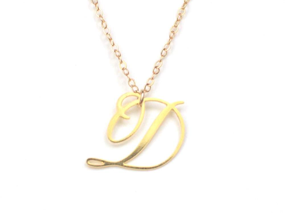 D Letter Necklace - Handwritten By A Calligrapher - High Quality, Affordable, Self Love, Initial Letter Charm Necklace - Available in Gold and Silver - Made in USA - Brevity Jewelry