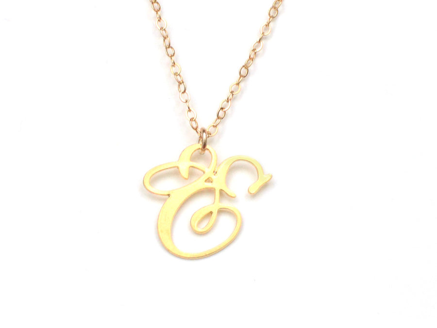 E Letter Charm - Handwritten By A Calligrapher - High Quality, Affordable, Self Love, Initial Letter Charm Necklace - Available in Gold and Silver - Made in USA - Brevity Jewelry