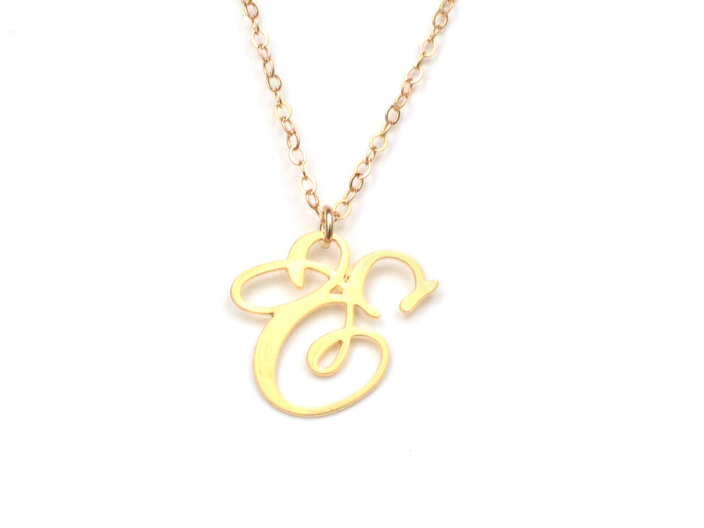E Letter Necklace - Handwritten By A Calligrapher - High Quality, Affordable, Self Love, Initial Letter Charm Necklace - Available in Gold and Silver - Made in USA - Brevity Jewelry