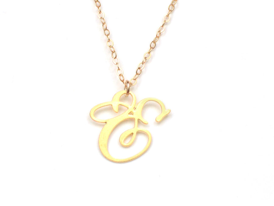 E Letter Necklace - Handwritten By A Calligrapher - High Quality, Affordable, Self Love, Initial Letter Charm Necklace - Available in Gold and Silver - Made in USA - Brevity Jewelry