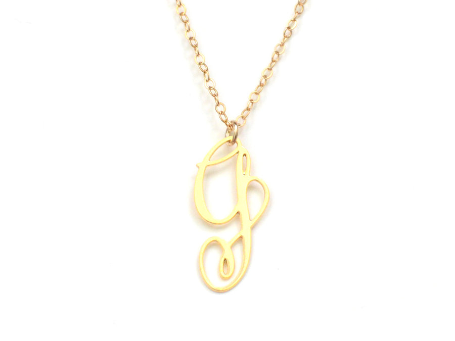 G Letter Necklace - Handwritten By A Calligrapher - High Quality, Affordable, Self Love, Initial Letter Charm Necklace - Available in Gold and Silver - Made in USA - Brevity Jewelry