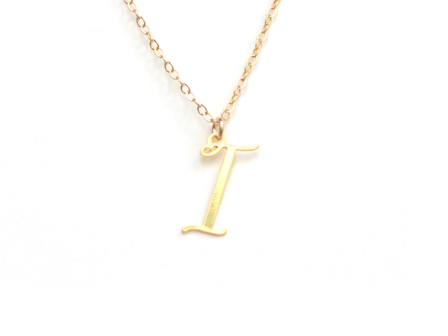 I Letter Charm - Handwritten By A Calligrapher - High Quality, Affordable, Self Love, Initial Letter Charm Necklace - Available in Gold and Silver - Made in USA - Brevity Jewelry