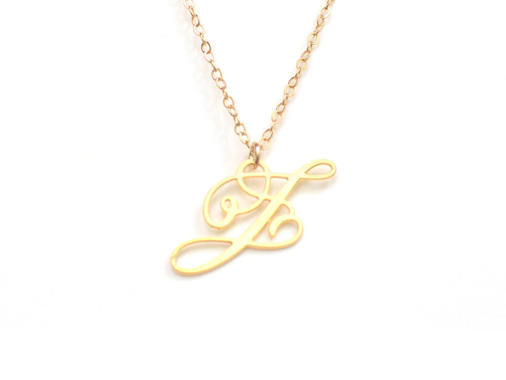 J Letter Necklace - Handwritten By A Calligrapher - High Quality, Affordable, Self Love, Initial Letter Charm Necklace - Available in Gold and Silver - Made in USA - Brevity Jewelry