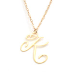 K Letter Charm - Handwritten By A Calligrapher - High Quality, Affordable, Self Love, Initial Letter Charm Necklace - Available in Gold and Silver - Made in USA - Brevity Jewelry