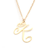 K Letter Necklace - Handwritten By A Calligrapher - High Quality, Affordable, Self Love, Initial Letter Charm Necklace - Available in Gold and Silver - Made in USA - Brevity Jewelry