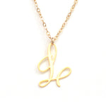 L Letter Necklace - Handwritten By A Calligrapher - High Quality, Affordable, Self Love, Initial Letter Charm Necklace - Available in Gold and Silver - Made in USA - Brevity Jewelry