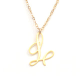 L Letter Necklace - Handwritten By A Calligrapher - High Quality, Affordable, Self Love, Initial Letter Charm Necklace - Available in Gold and Silver - Made in USA - Brevity Jewelry