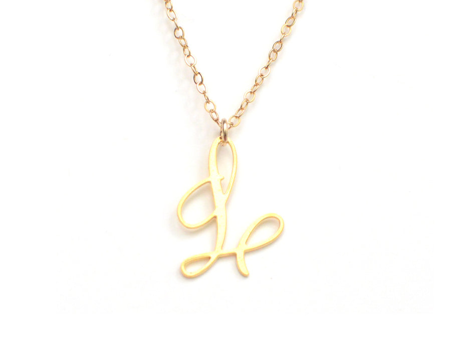 L Letter Necklace - Handwritten By A Calligrapher - High Quality, Affordable, Self Love, Initial Letter Charm Necklace - Available in Gold and Silver - Made in USA - Brevity Jewelry