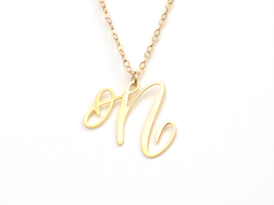 N Letter Necklace - Handwritten By A Calligrapher - High Quality, Affordable, Self Love, Initial Letter Charm Necklace - Available in Gold and Silver - Made in USA - Brevity Jewelry