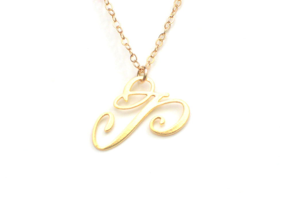 P Letter Charm - Handwritten By A Calligrapher - High Quality, Affordable, Self Love, Initial Letter Charm Necklace - Available in Gold and Silver - Made in USA - Brevity Jewelry