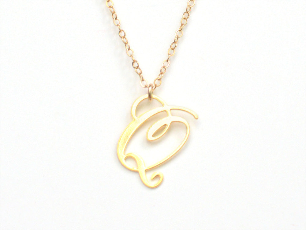Q Letter Charm - Handwritten By A Calligrapher - High Quality, Affordable, Self Love, Initial Letter Charm Necklace - Available in Gold and Silver - Made in USA - Brevity Jewelry