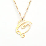 Q Letter Necklace - Handwritten By A Calligrapher - High Quality, Affordable, Self Love, Initial Letter Charm Necklace - Available in Gold and Silver - Made in USA - Brevity Jewelry