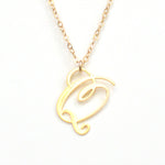 Q Letter Necklace - Handwritten By A Calligrapher - High Quality, Affordable, Self Love, Initial Letter Charm Necklace - Available in Gold and Silver - Made in USA - Brevity Jewelry