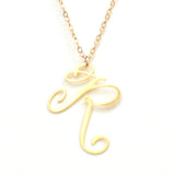 R Letter Charm - Handwritten By A Calligrapher - High Quality, Affordable, Self Love, Initial Letter Charm Necklace - Available in Gold and Silver - Made in USA - Brevity Jewelry