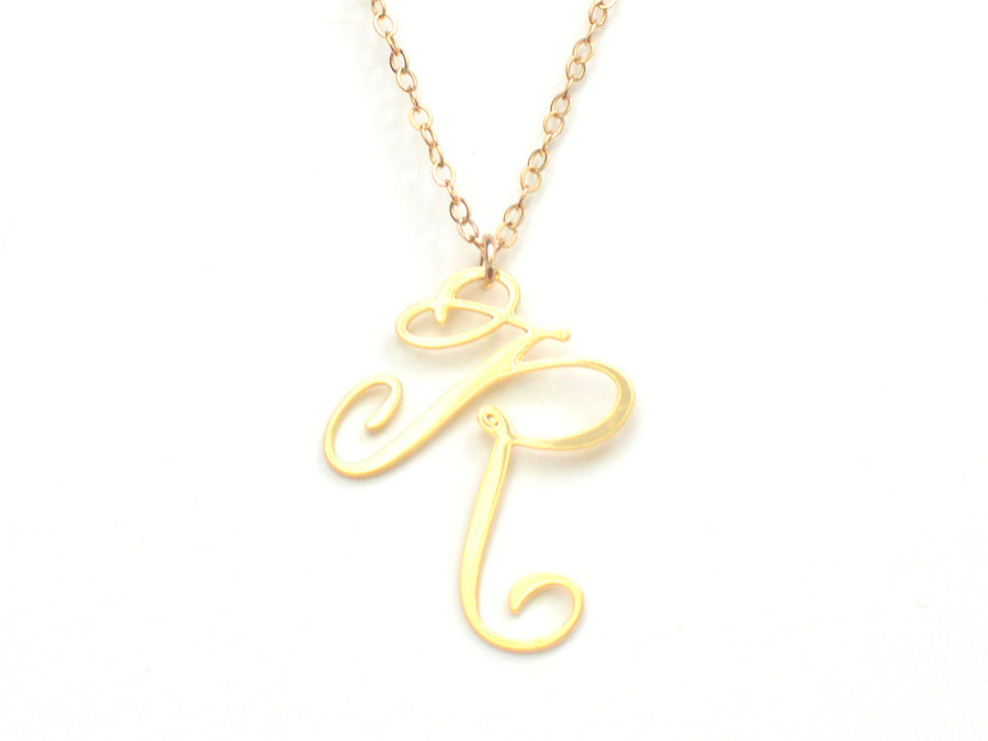 R Letter Charm - Handwritten By A Calligrapher - High Quality, Affordable, Self Love, Initial Letter Charm Necklace - Available in Gold and Silver - Made in USA - Brevity Jewelry