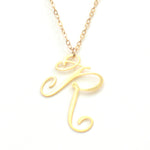 R Letter Necklace - Handwritten By A Calligrapher - High Quality, Affordable, Self Love, Initial Letter Charm Necklace - Available in Gold and Silver - Made in USA - Brevity Jewelry