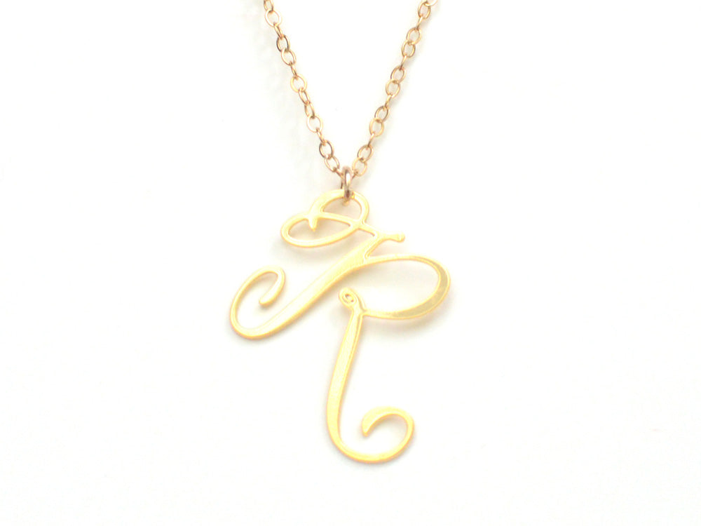 R Letter Necklace - Handwritten By A Calligrapher - High Quality, Affordable, Self Love, Initial Letter Charm Necklace - Available in Gold and Silver - Made in USA - Brevity Jewelry