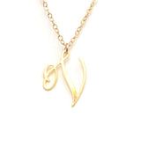 V Letter Charm - Handwritten By A Calligrapher - High Quality, Affordable, Self Love, Initial Letter Charm Necklace - Available in Gold and Silver - Made in USA - Brevity Jewelry